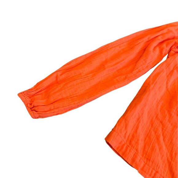 Gap Bright Orange Long Sleeve Shirt Top Blouse Comfy Gauze Crew Neck Size Small - Picture 2 of 10